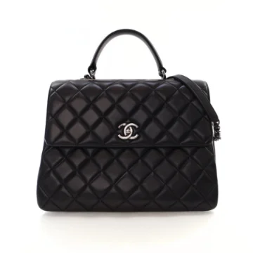 Chanel Large Black Lambskin Trendy CC Top Handle Bag
