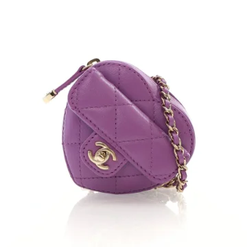 Chanel Mini Purple Lambskin CC In Love Heart Bag