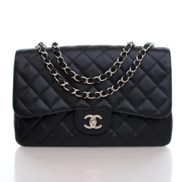 Chanel Jumbo Black Caviar Classic Single Flap Bag