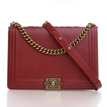Chanel XL Red Calfskin Reverso Boy Bag