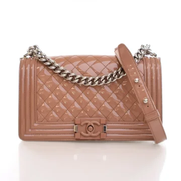 Chanel Medium Beige Patent Boy Bag