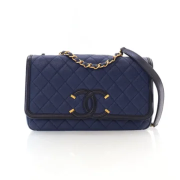 Chanel Medium Navy Caviar Filigree Flap Bag