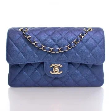 Chanel Small Blue Caviar Classic Double Flap Bag