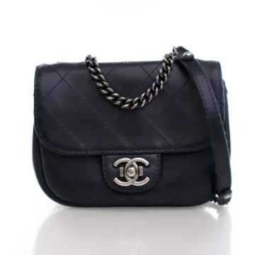 Chanel Mini Navy Lambskin Stitch It Flap Bag