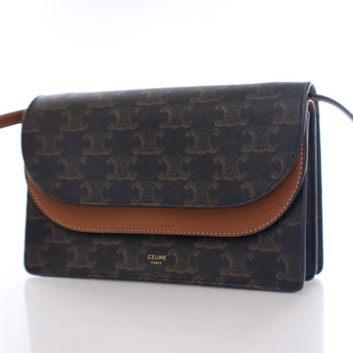 CELINE|HALF-LENGTH WALLETS (TRIOMPHE CANVAS SLG (10C872 Celine Triomphe Canvas Wallet On Strap - Luxe Du Jour