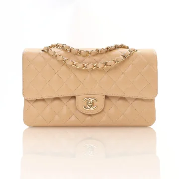 Chanel Medium Beige Caviar Double Classic Flap Bag