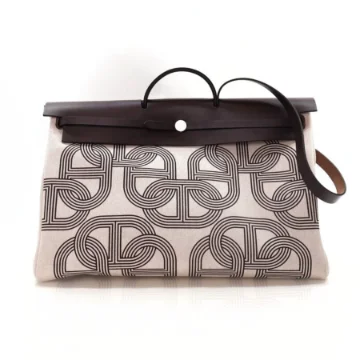 Hermes Ecru/Noir Canvas Herbag Cabine