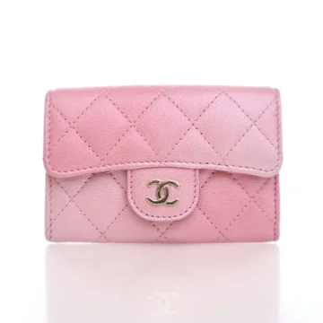 Chanel Pink Lambskin Classic Flap Card Holder
