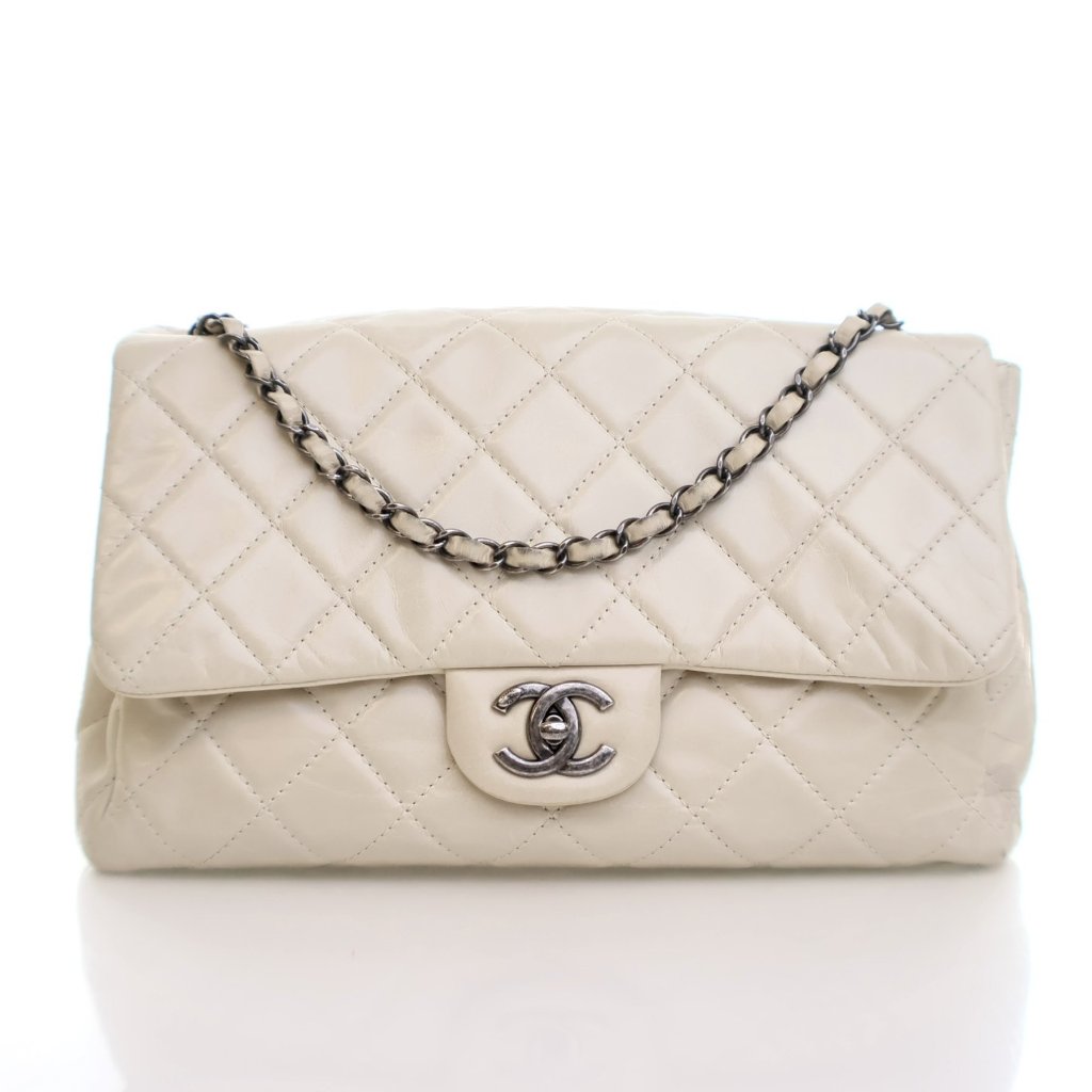 Chanel Cream Aged Calfskin Single Flap Bag - Luxe Du Jour