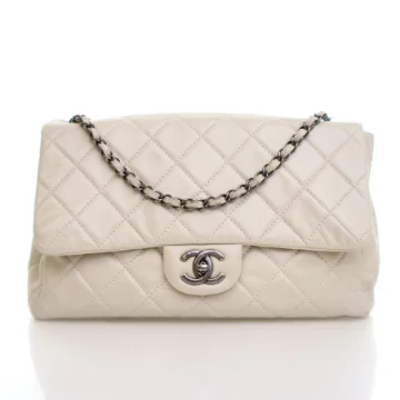 Chanel Cream Aged Calfskin Single Flap Bag