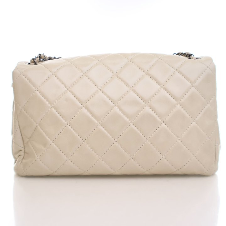 Chanel Cream Aged Calfskin Single Flap Bag - Luxe Du Jour