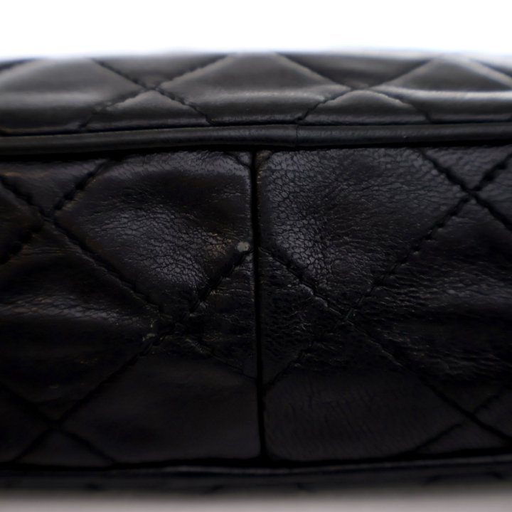 Chanel Vintage Black Lambskin Quilted Tassel Camera Bag
