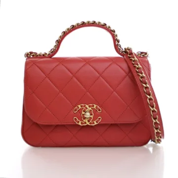Chanel Red Lambskin Infinity Top Handle