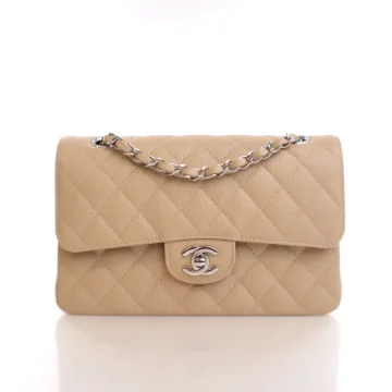 Chanel Small Beige Caviar Classic Flap Bag