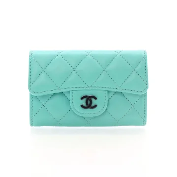 Chanel Blue Lambskin Classic Flap Card Holder