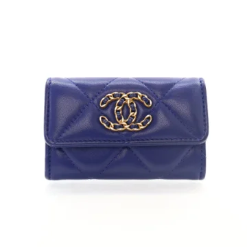 Chanel 19 Blue Lambskin Card Holder