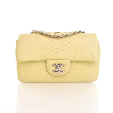 Chanel Mini Yellow Python Classic Rectangle Flap Bag