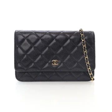 Chanel Black Caviar Classic Wallet On Chain (WOC)