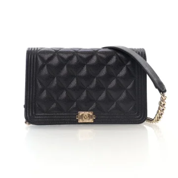 Chanel Black Caviar Boy Wallet On Chain (WOC)