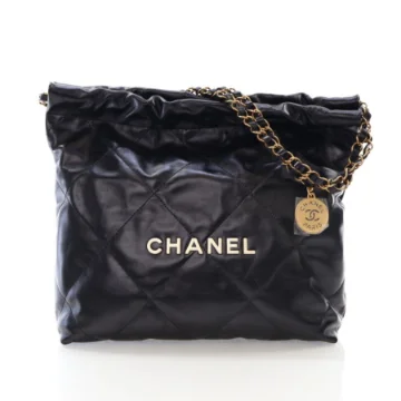 Chanel Small Black Goatskin 22 Hobo