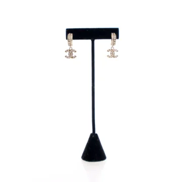 Chanel Crystal CC Hoop Earrings