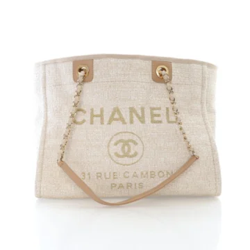 Chanel Small Beige Tweed Deauville Tote