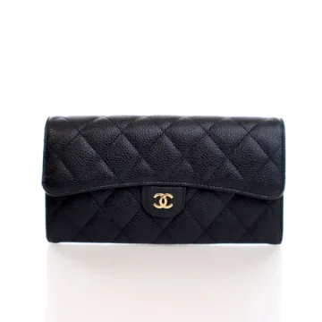 Chanel Black Caviar Classic Flap Wallet