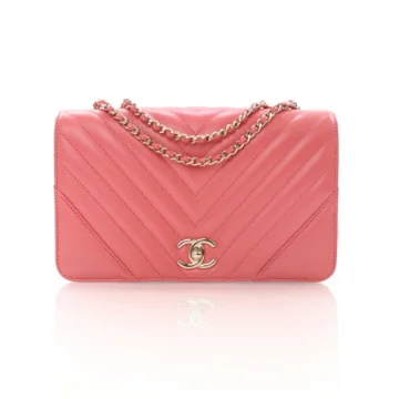 Chanel Pink Chevron Calfskin Statement Flap Bag