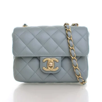 Chanel Mini Blue Lambskin Casino Royal Square Flap Bag