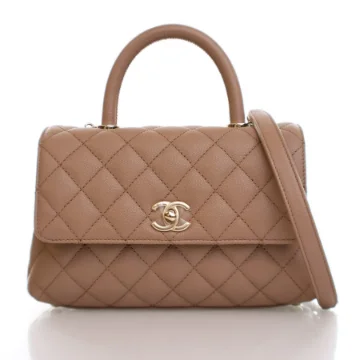 Chanel Small Dark Beige Caviar Coco Handle