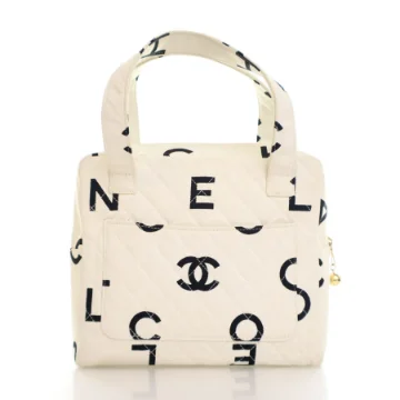 Chanel White Canvas Logo Tote