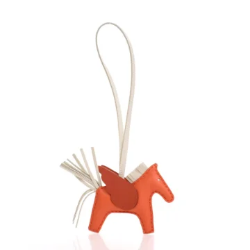Hermes Orange Poppy Milo Lambskin Rodeo Pegase Charm PM