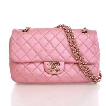 Chanel Medium Pink Lambskin Precious Jewel Single Flap Bag