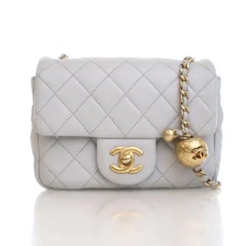 Chanel Mini Gray Lambskin Square Pearl Crush Flap Bag