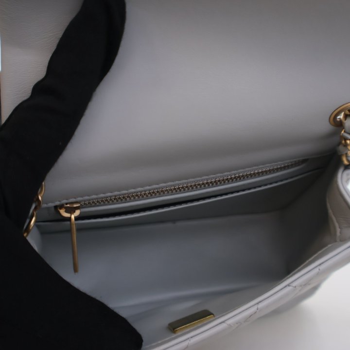 Chanel Mini Grey Lambskin Square Pearl Crush Flap Bag - Luxe Du Jour