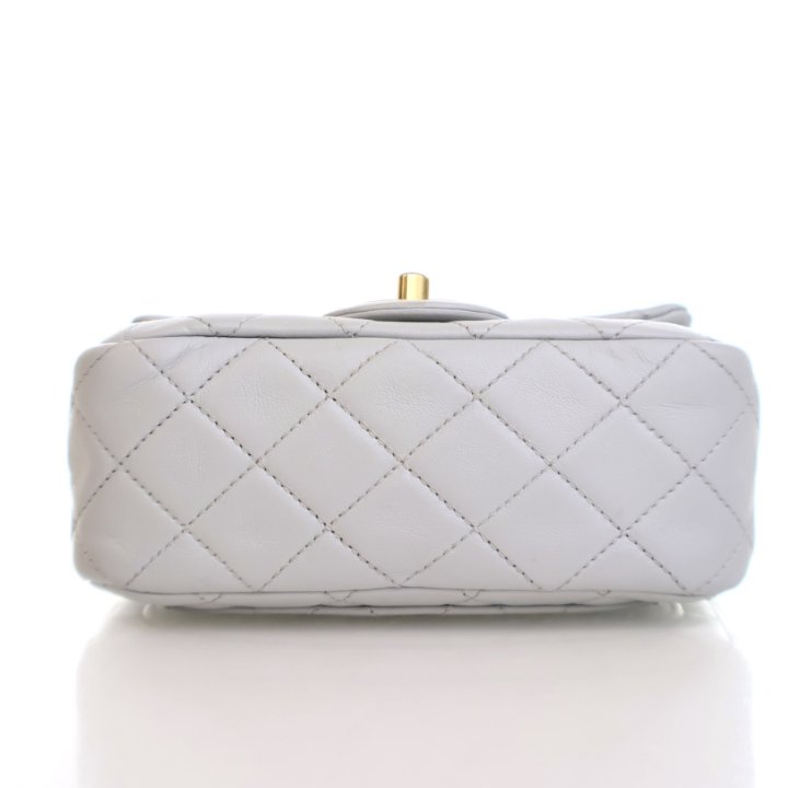 Chanel Mini Grey Lambskin Square Pearl Crush Flap Bag - Luxe Du Jour