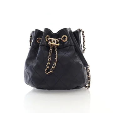 Chanel Black Calfskin Drawstring Bucket Bag