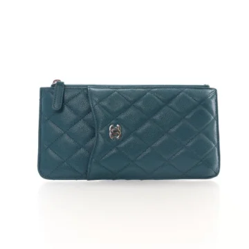 Chanel Green Caviar Card Holder Pouch