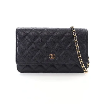 Chanel Black Caviar Classic Wallet On Chain (WOC)