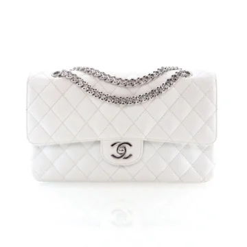 Chanel White Caviar Bijoux Double Flap Bag