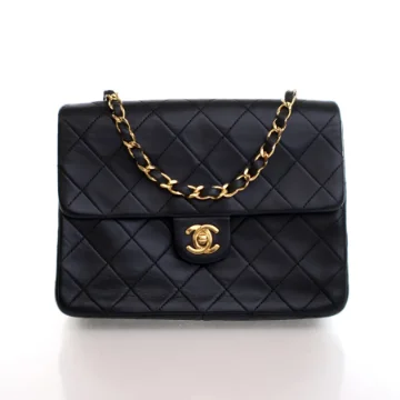 Chanel Vintage Black Lambskin Single Flap Bag