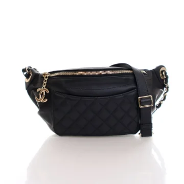 Chanel Black Calfskin Quilted Belt Bag