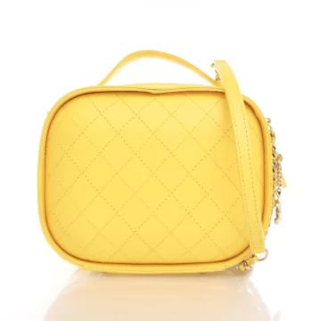 Chanel Yellow Crumpled Calfskin Vanity Case