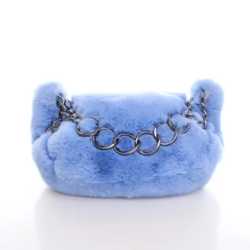 Chanel Vintage Blue Rabbit Fur Chain Hobo