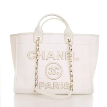 Chanel Medium White Canvas Deauville Tote