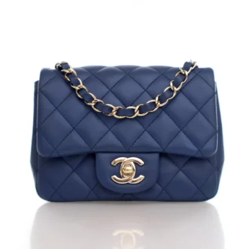 Chanel Mini Blue Lambskin Square Classic Flap Bag