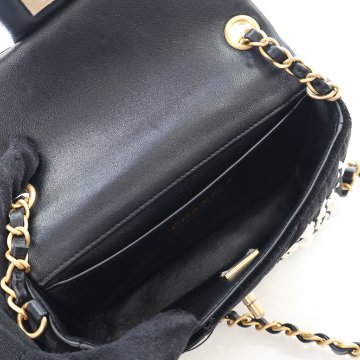 Chanel Mini Black Velvet Pearl Flap Bag - Luxe Du Jour