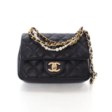 Chanel Mini Black Lambskin Pearl Twist Flap Bag