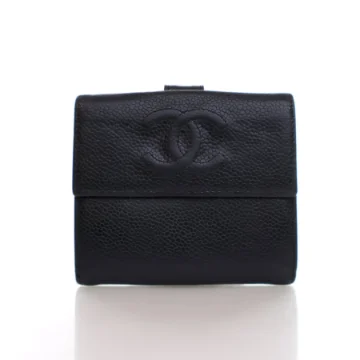 Chanel Vintage Black Caviar Timeless Compact Wallet