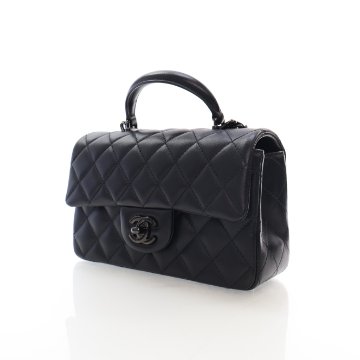 Chanel Mini So Black Lambskin Rectangular Top Handle Classic